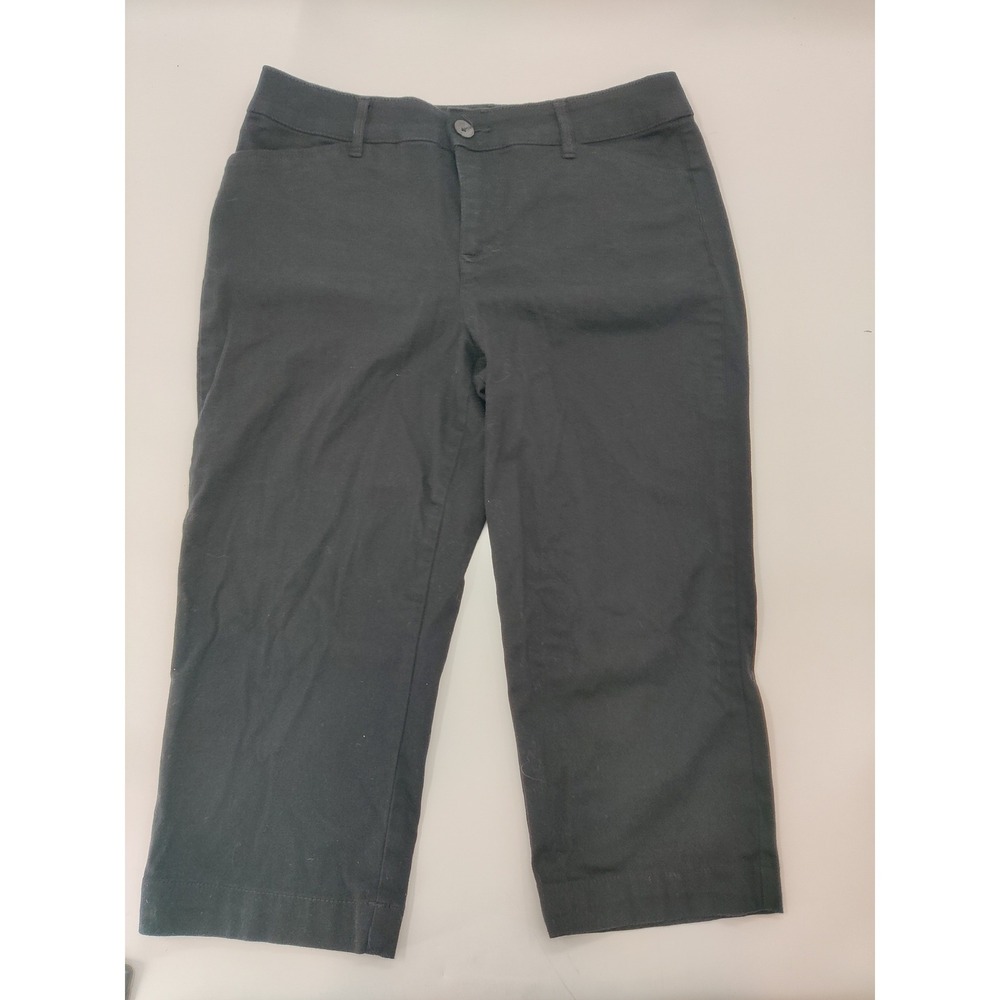 St Johns Bay Womens Black Capri Pants Size 8 Stretch Cotton Cropped Trousers‎